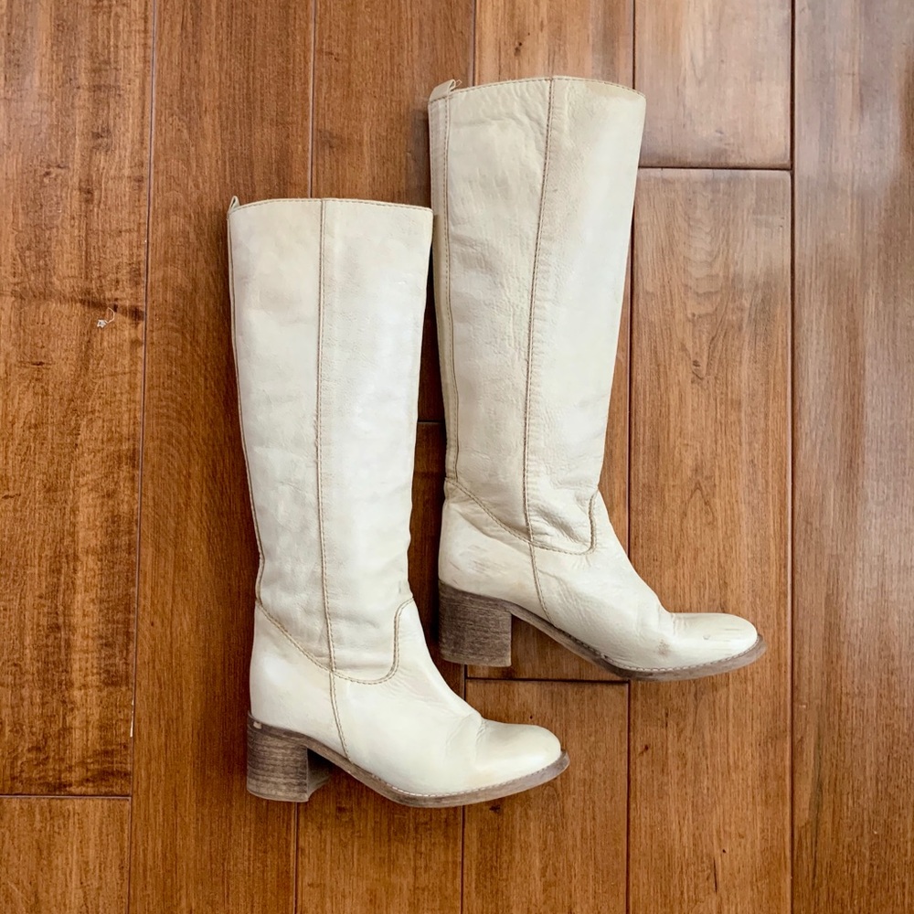 Beige/cream Leather Boots